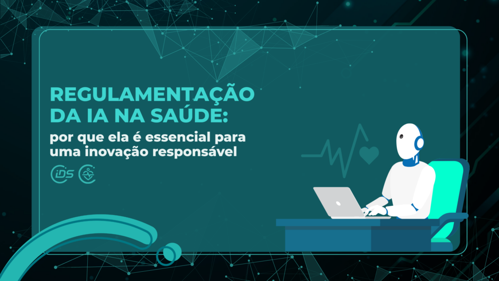 Ilustração representando a regulamentação da Inteligência Artificial na saúde e o uso responsável da IA na gestão pública.